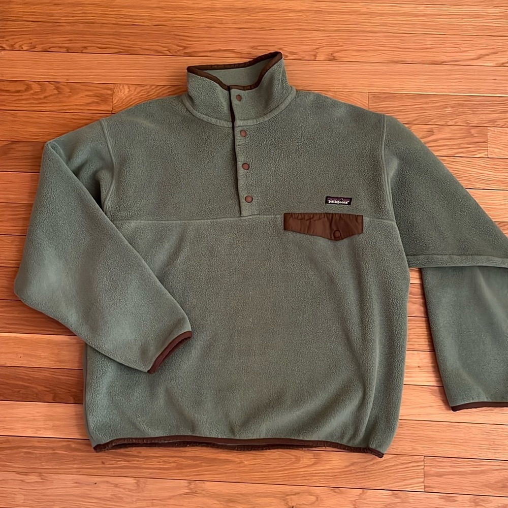 Green and Brown Mens Patagonia Synchilla Snap Fleece